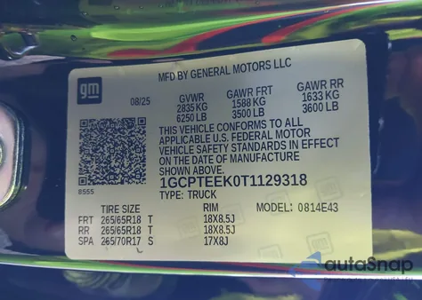 2026 Chevrolet Colorado Trail Boss, 4Wd из США, поврежденный, VIN 1GCPTEEK0T1129318